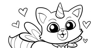 Kitty Unicorn coloring page - thumbnail ver 1