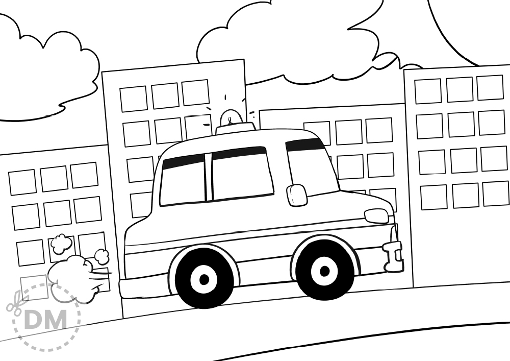 Police Car Coloring Page – 10 Minutes of Quality Time