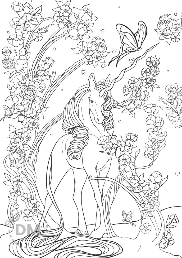 hard unicorn coloring pages printables for kids