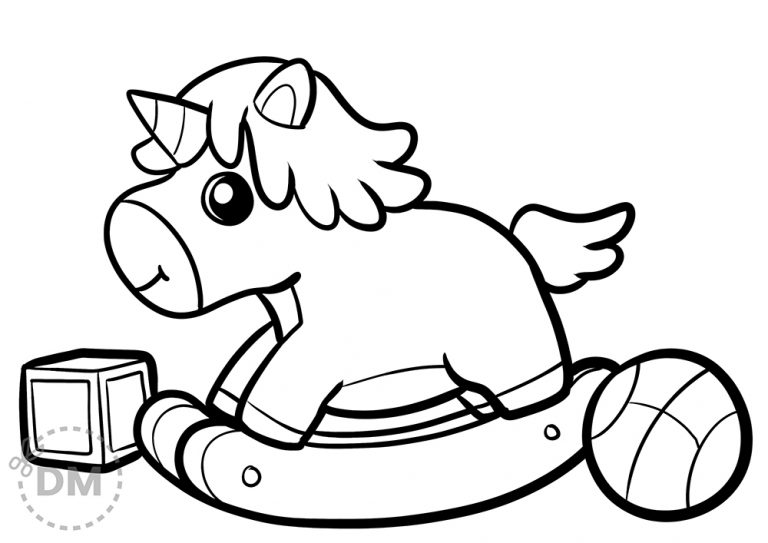 Toy Unicorn Coloring Page Wooden Horse