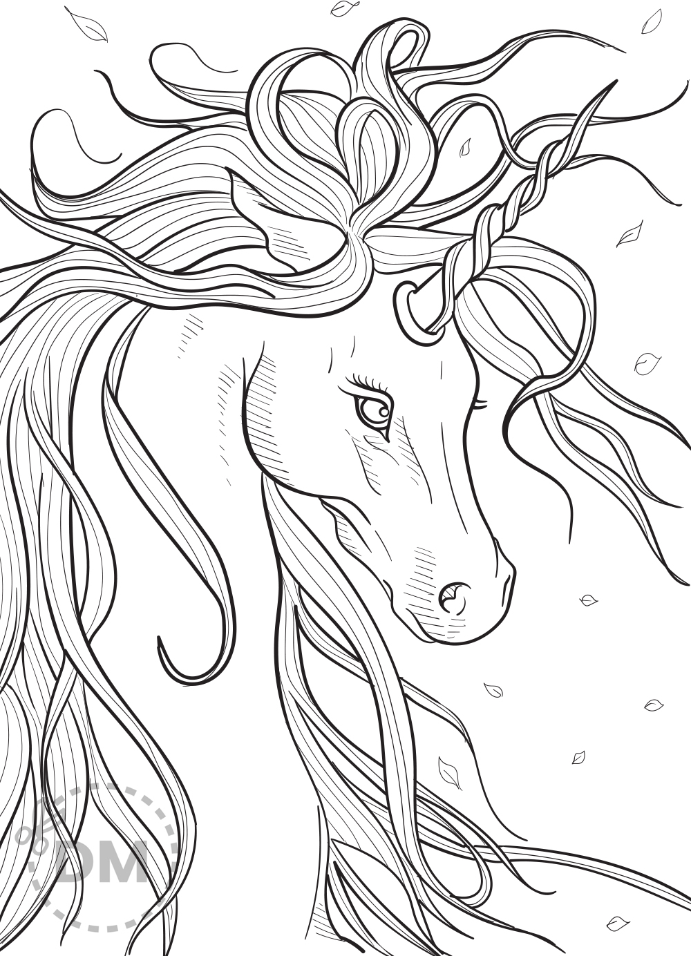 unicorn head coloring page for teens and adults diy magazine com