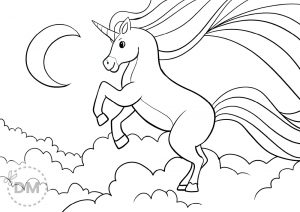 Unicorn in the Clouds Coloring Sheet - diy-magazine.com