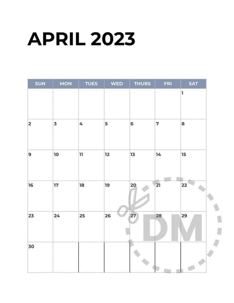 Free Printable Calendar Word Template | April 2023